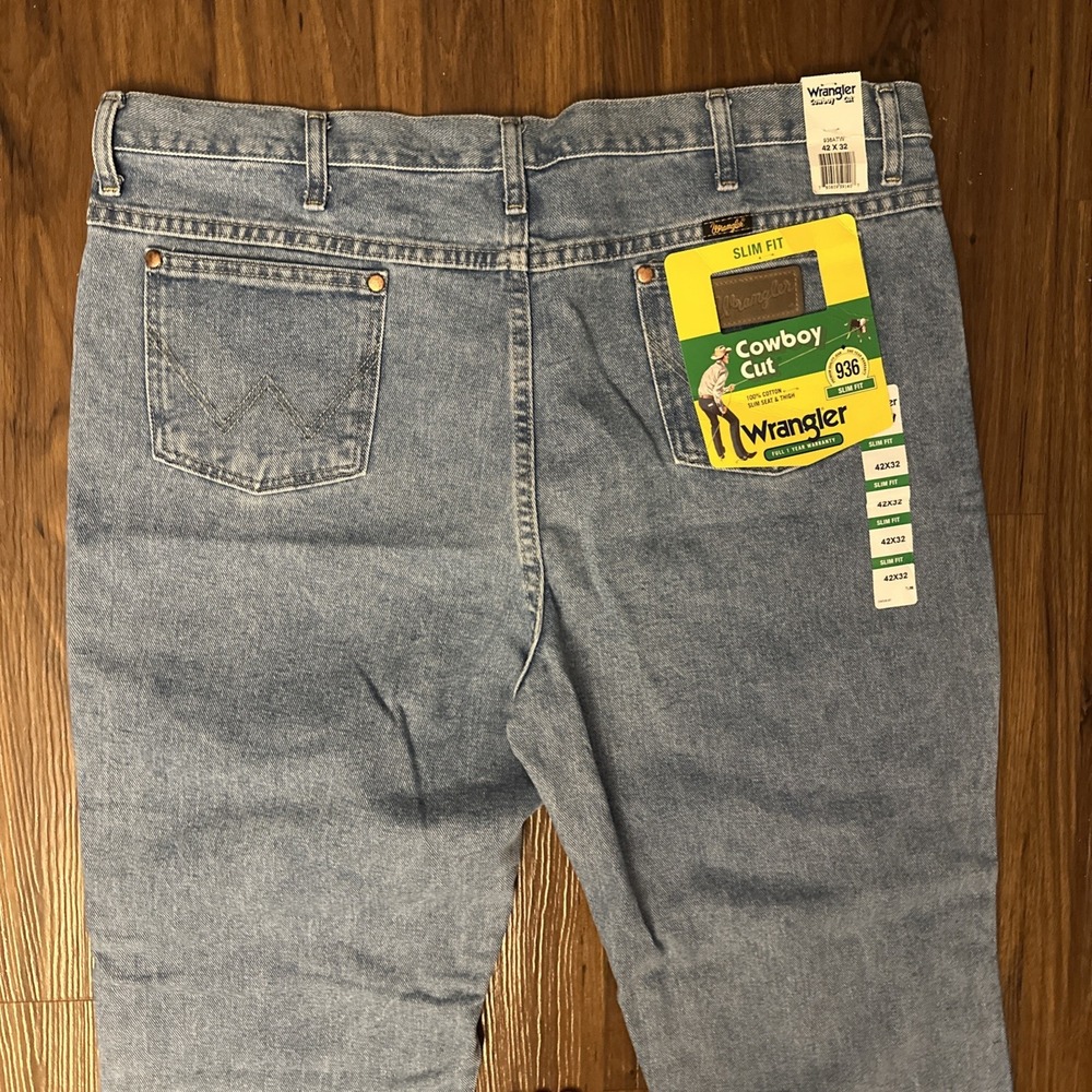 Wrangler Men's Jeans 42x32 Slim Fit Cowboy Cut Heavyweight Denim 936 Fits Boots